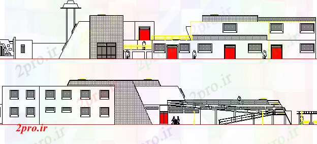 دانلود نقشه ساختمان دولتی ، سازمانی مرکز فرهنگی معماری طرحی بندی و نمای 54 در 69 متر (کد63949)