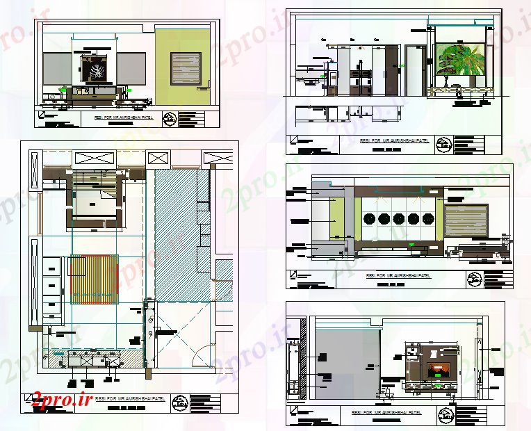 دانلود نقشه اتاق خواب مستر دار اتاق خواب طراحی خانه طراحی 20 در 21 متر (کد63958)