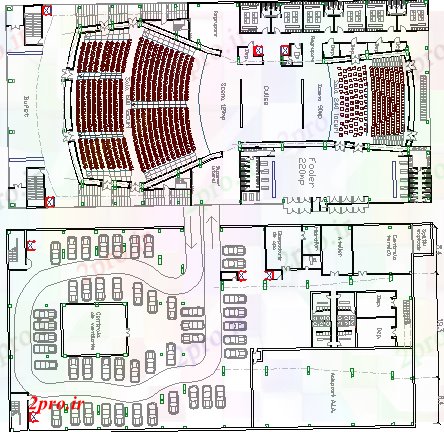 دانلود نقشه ساختمان دولتی ، سازمانی شهرستان سالن سالن طراحی معماری و جزئیات ساختار 37 در 77 متر (کد63977)