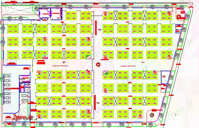 دانلود نقشه هایپر مارکت - مرکز خرید - فروشگاه بازار عمده فروشی معماری طرحی 81 در 120 متر (کد63981)