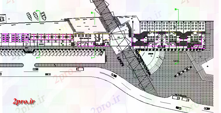 دانلود نقشه هتل - رستوران - اقامتگاه دریای جانبی هتل طراحی معماری و جزئیات ساختار 23 در 241 متر (کد63983)