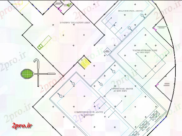 دانلود نقشه ورزشگاه ، سالن ورزش ، باشگاه مرکز معماری طرح، ساختار اطلاعات 76 در 85 متر (کد64008)