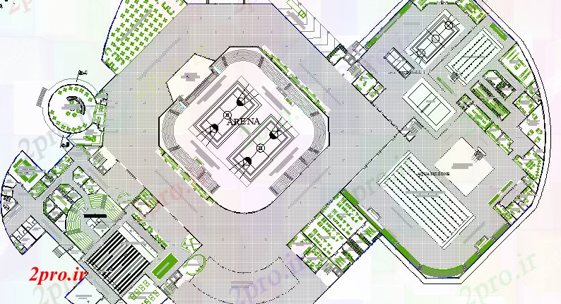 دانلود نقشه ورزشگاه ، سالن ورزش ، باشگاه بدمینتون بازی  زمین معماری طرحی  (کد64010)