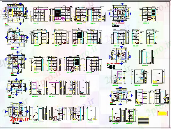 دانلود نقشه جزئیات ساخت و ساز  حمام ساخت و ساز جزییات معماری طرحی  (کد64031)
