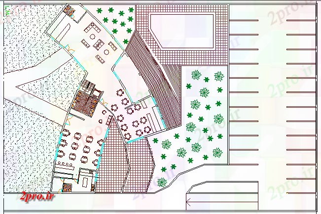 دانلود نقشه هتل - رستوران - اقامتگاه رستوران طراحی معماری و جزئیات ساختار 20 در 43 متر (کد64097)