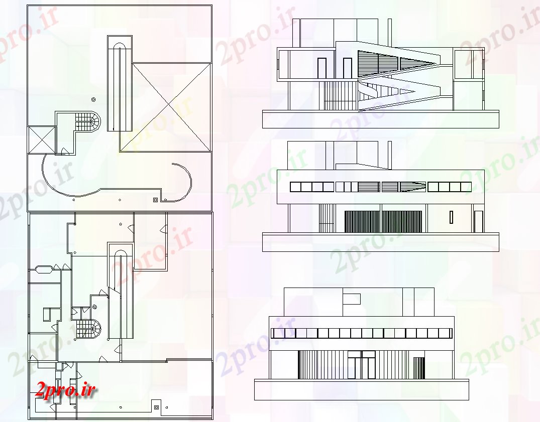 دانلود نقشه مسکونی ، ویلایی ، آپارتمان خانه مدرن 19 در 21 متر (کد64111)