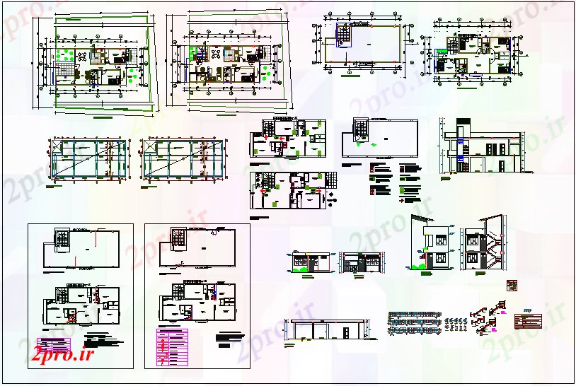 دانلود نقشه ساختمان مرتفعکف بنا طرح، مقطعی و نما با طرحی بهداشتی، ساختاری و تجزیه 6 در 13 متر (کد64121)