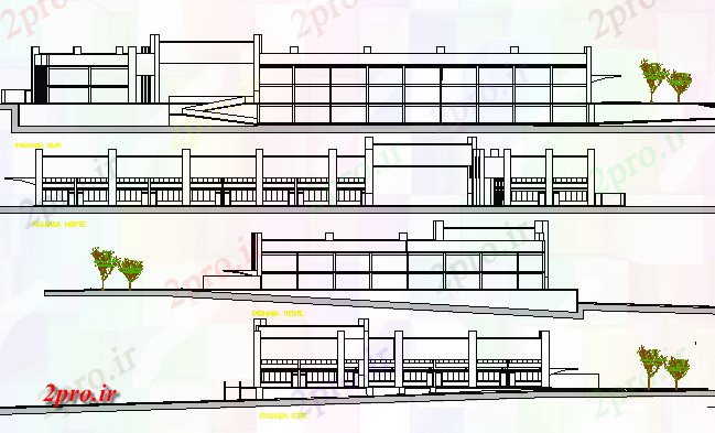 دانلود نقشه هایپر مارکت  - مرکز خرید - فروشگاه مرکز خرید معماری نما و بخش طرح (کد64134)