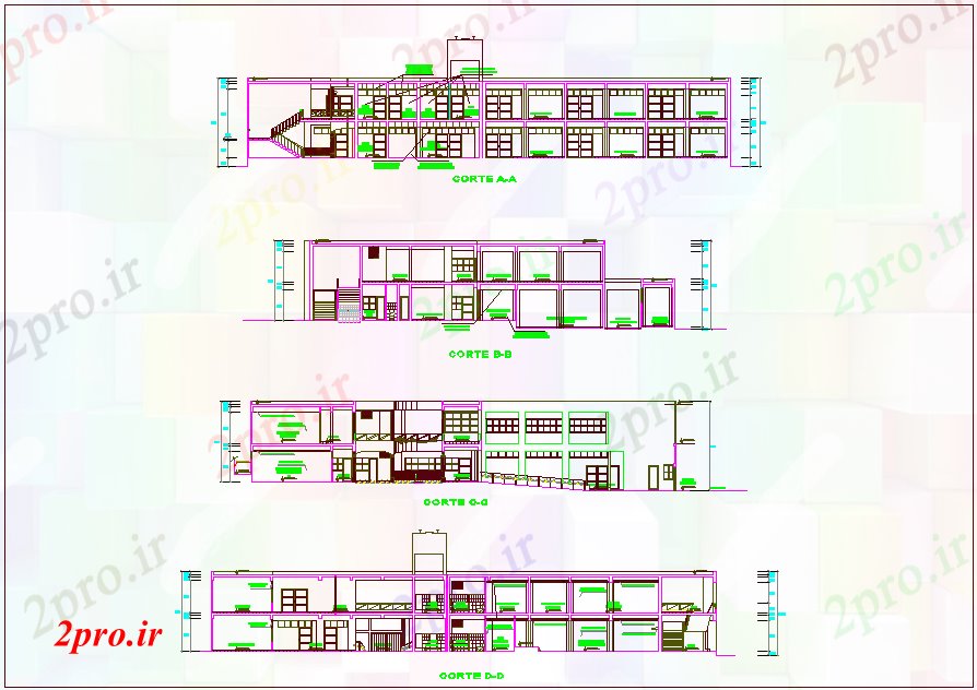 دانلود نقشه دانشگاه ، آموزشکده ، مدرسه ، هنرستان ، خوابگاه -  مختلف محور  فرم مدرسه با ابعاد لازم    (کد64142)