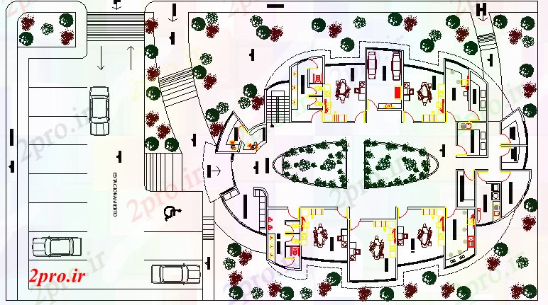 دانلود نقشه بیمارستان - درمانگاه - کلینیک کلینیک دندانپزشکی محوطه سازی و جزییات ساختار 19 در 27 متر (کد64166)