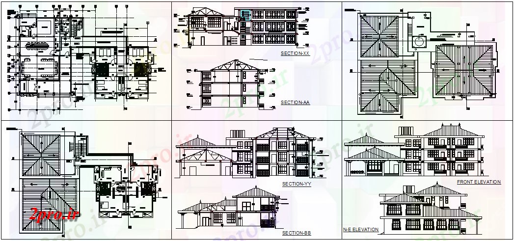 دانلود نقشه ساختمان دولتی ، سازمانی ساختمان دولت از طرحی خانه مدار، نما و فرم 18 در 30 متر (کد64168)