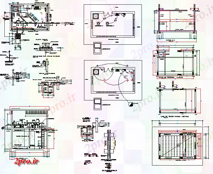 دانلود نقشه جزئیات داخلی طرحی مخزن مخزن آب    (کد64197)