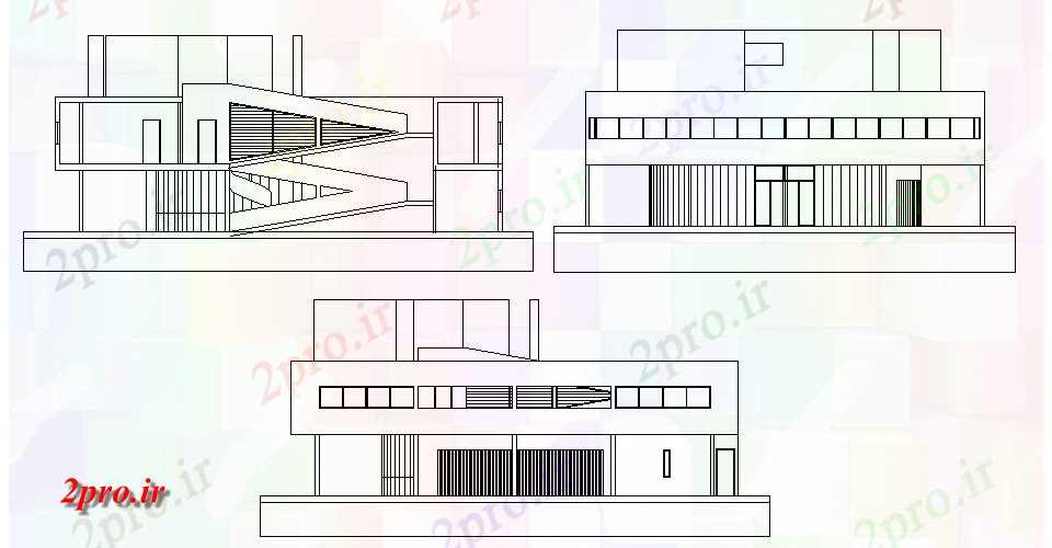 دانلود نقشه مسکونی  ، ویلایی ، آپارتمان  مدرن جزئیات جانبی نمای در   (کد64235)