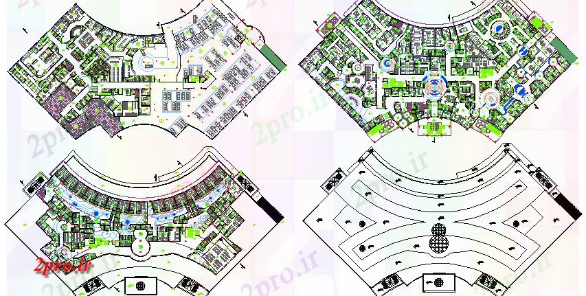 دانلود نقشه بیمارستان - درمانگاه - کلینیک طرحی طبقه از چند طبقه بیمارستان 56 در 153 متر (کد64264)