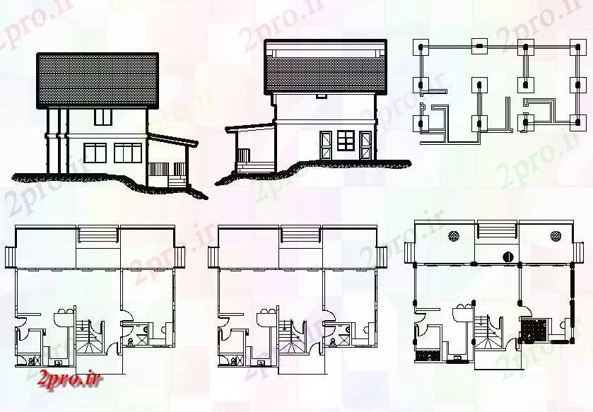 دانلود نقشه مسکونی ، ویلایی ، آپارتمان جزئیات اقامت پروژه 7 در 11 متر (کد64269)