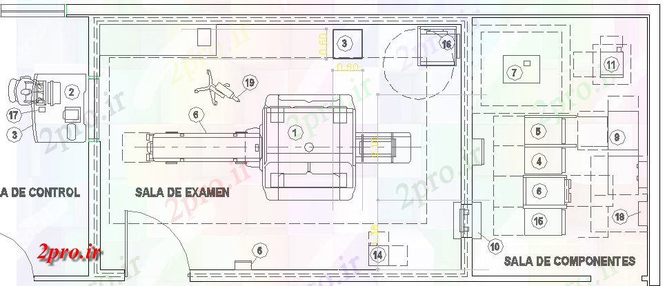 دانلود نقشه بیمارستان - درمانگاه - کلینیک X-Ray در اتاق طراحی بیمارستان 5 در 8 متر (کد64293)