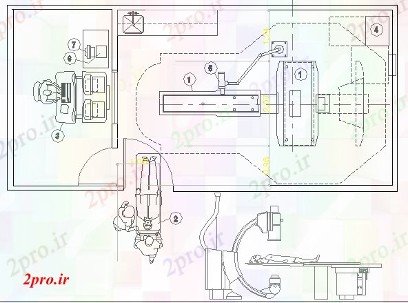 دانلود نقشه بیمارستان - درمانگاه - کلینیک اتاق گربه اسکن از بیمارستان عمومی 11 در 23 متر (کد64294)