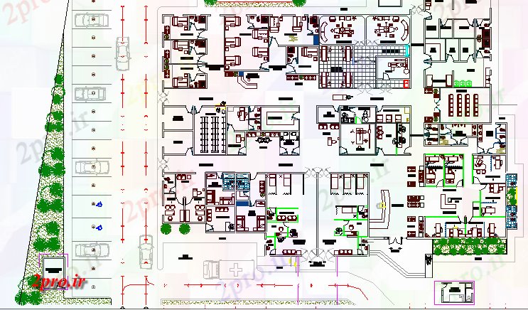 دانلود نقشه بیمارستان - درمانگاه - کلینیک مرکز پزشکی روستایی معماری پروژه های 42 در 55 متر (کد64300)
