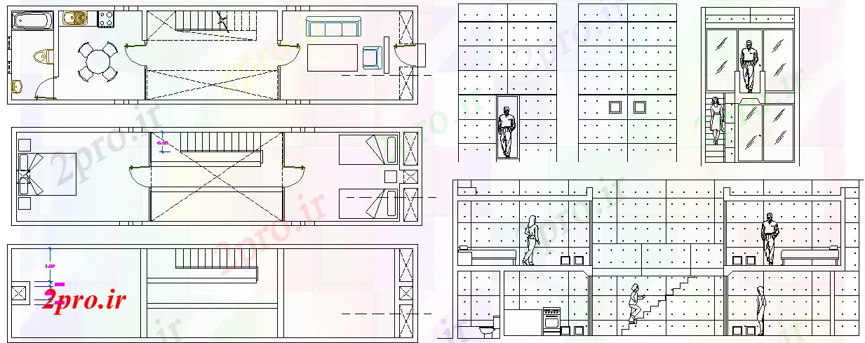 دانلود نقشه مسکونی  ، ویلایی ، آپارتمان  آپارتمان نما بخش    (کد64325)