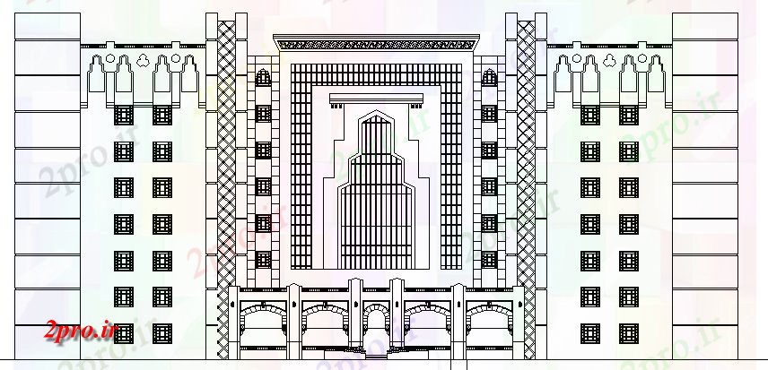 دانلود نقشه بیمارستان -  درمانگاه -  کلینیک بیمارستان معماری اسلامی طراحی و  نمای (کد64344)