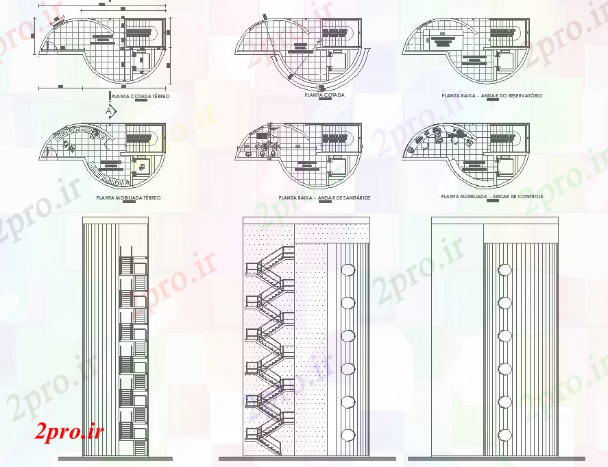 دانلود نقشه ساختمان اداری - تجاری - صنعتی دفتر شرکت ساختمان بلند (کد64392)