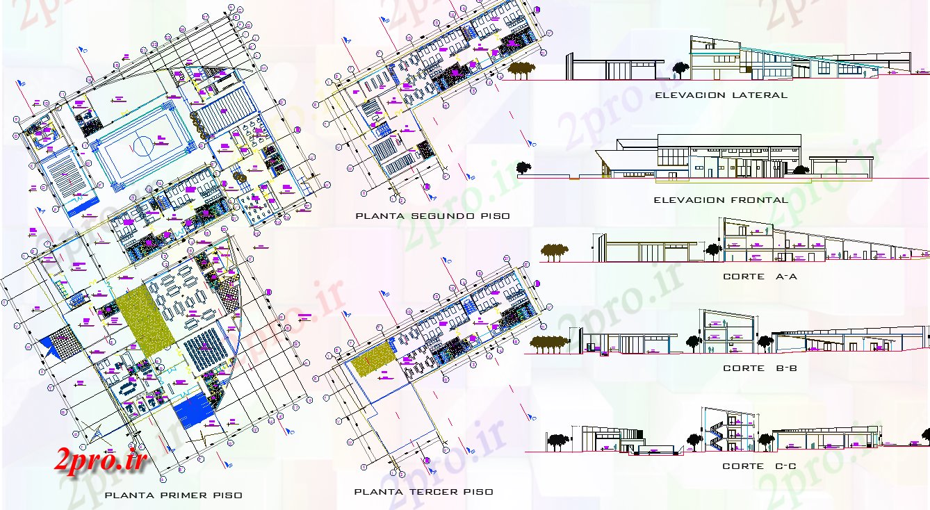 دانلود نقشه دانشگاه ، آموزشکده ، مدرسه ، هنرستان ، خوابگاه - خوابگاه پروژه جزئیات 68 در 86 متر (کد64393)