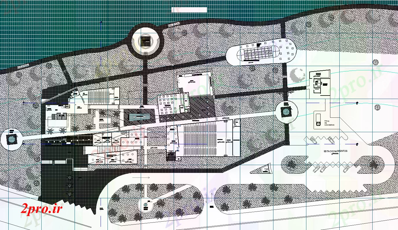 دانلود نقشه تئاتر چند منظوره - سینما - سالن کنفرانس - سالن همایششهرستان سالن پروژه جزئیات 18 در 31 متر (کد64396)