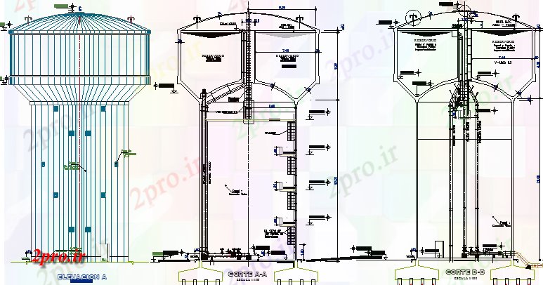 دانلود نقشه  ساختمان دولتی ، سازمانی  برج مخزن آب معماری پروژه های  (کد64408)
