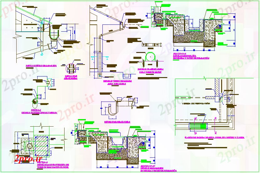دانلود نقشه جزئیات ساخت و ساز  ساخت و ساز  لوله با  شانل (کد64433)