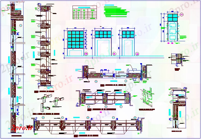 دانلود نقشه جزئیات طراحی در و پنجره  درب و پنجره نظر طراحی با جزئیات و  مقطعی عمودی و افقی (کد64435)