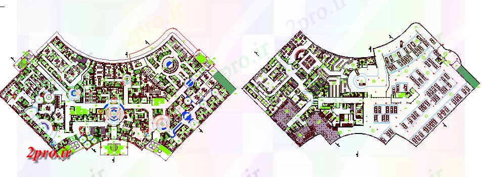 دانلود نقشه بیمارستان -  درمانگاه -  کلینیک طرحی طبقه از چند طبقه و بیمارستان چند تخصص (کد64462)