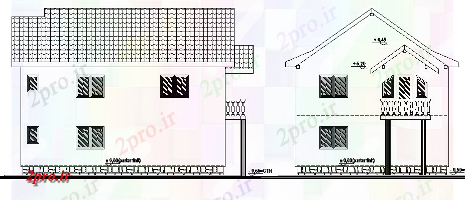 دانلود نقشه مسکونی ، ویلایی ، آپارتمان خانواده تنها جبهه مسکن و بک نما 8 در 11 متر (کد64502)