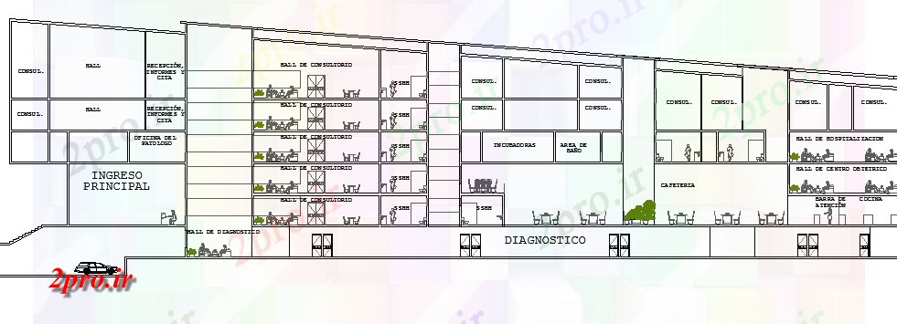 دانلود نقشه بیمارستان -  درمانگاه -  کلینیک  زنان و زایمان کلینیک  مبله بخش طرحی  (کد64535)