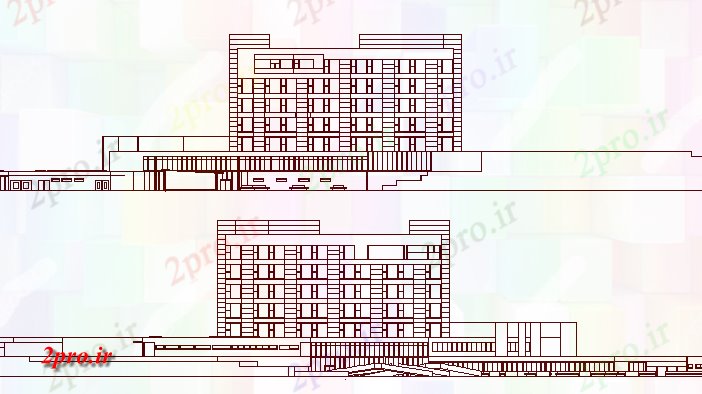 دانلود نقشه بیمارستان -  درمانگاه -  کلینیک  چند طبقه پروژه بیمارستان نمای  (کد64558)