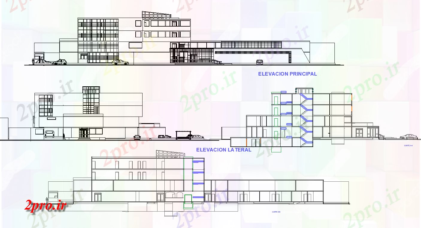 دانلود نقشه  ساختمان دولتی ، سازمانی طراحی دولت نمای ساختمان (کد64607)