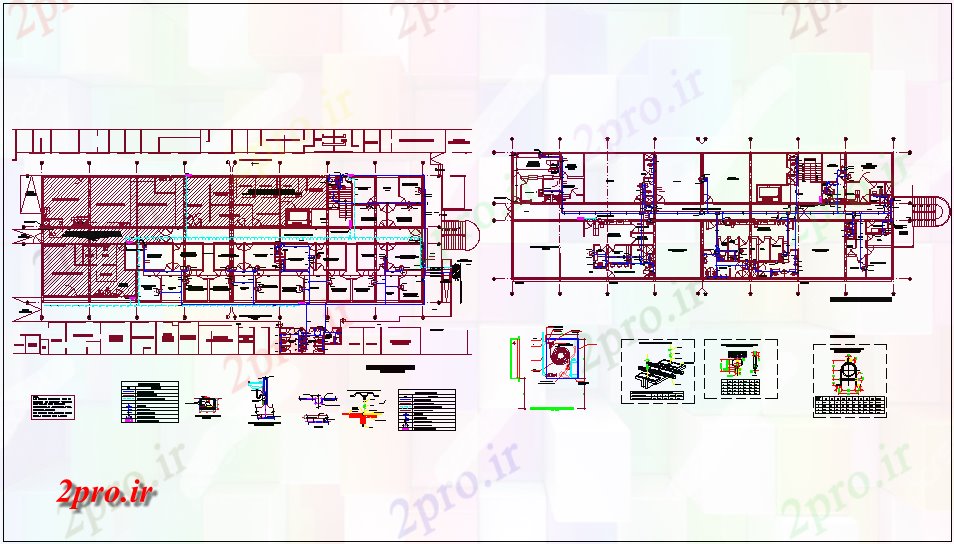 دانلود نقشه جزئیات لوله کشی  خط لوله آب با افسانه و طرحی طبقه دیدگاه طراحی آن از بیمارستان (کد64614)
