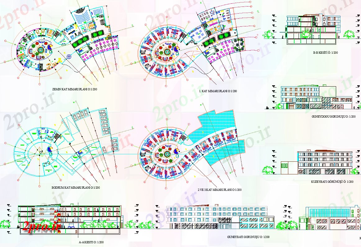 دانلود نقشه هتل - رستوران - اقامتگاه پروژه متوسل رسم 18 در 35 متر (کد64633)
