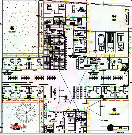 دانلود نقشه بیمارستان - درمانگاه - کلینیک ساختار چند طبقه طرحی بیمارستان جزئیات 32 در 35 متر (کد64634)