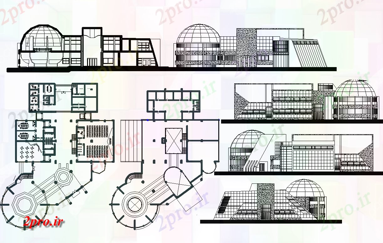 دانلود نقشه ساختمان دولتی ، سازمانی جزئیات پروژه موزه 39 در 59 متر (کد64643)