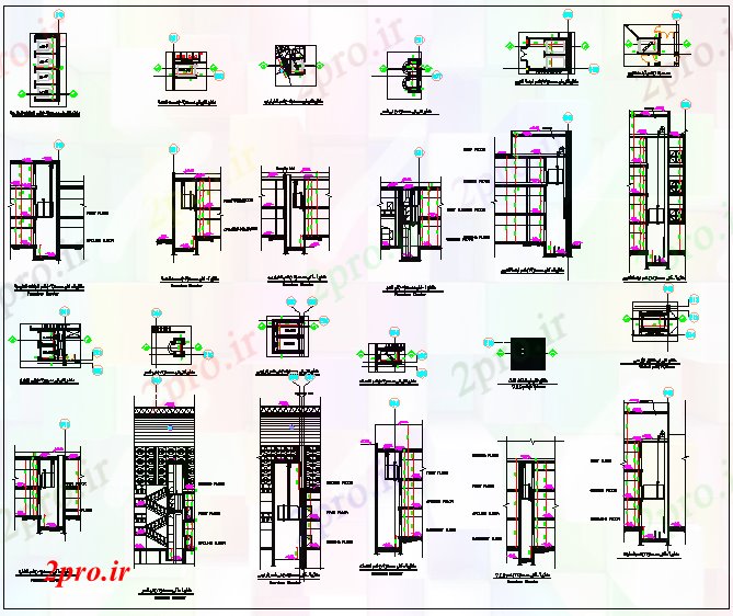 دانلود نقشه مسکونی  ، ویلایی ، آپارتمان  ساختمان آسانسور اطلاعات (کد64646)