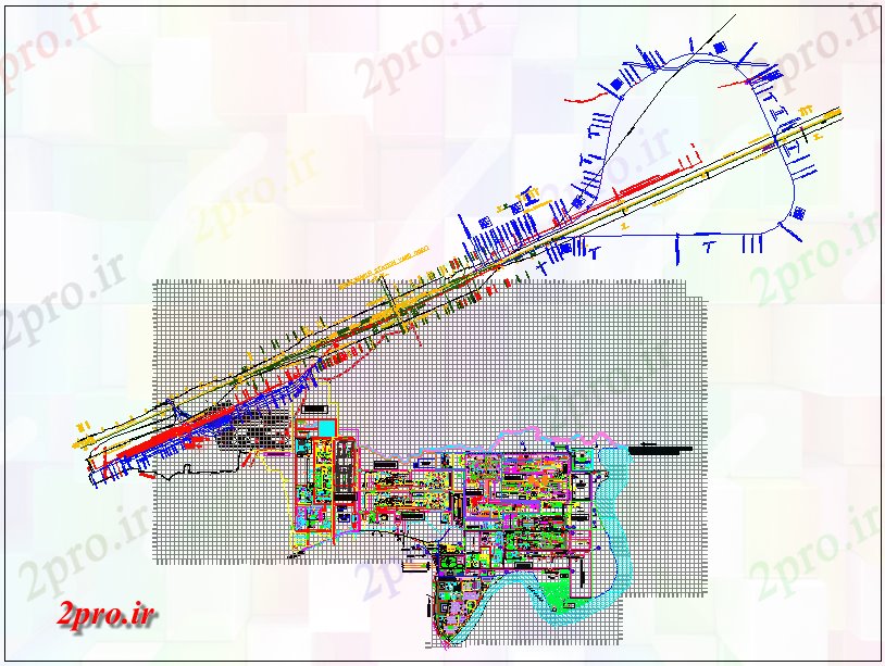 دانلود نقشه برنامه ریزی شهری راه آهن خط رسمی طرحی فاز طراحی (کد64652)