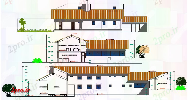 دانلود نقشه مسکونی  ، ویلایی ، آپارتمان  مذهبی  مسکن نما و بخش جزئیات  (کد64661)