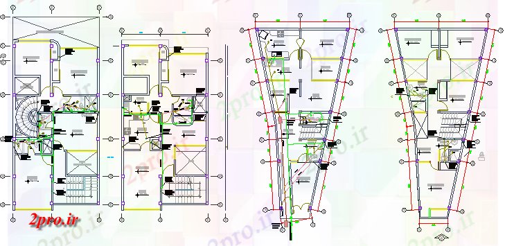 دانلود نقشه بلوک حمام و توالتنصب و راه اندازی لوله کشی از  سه طبقه مسکن پروژه های  (کد64695)