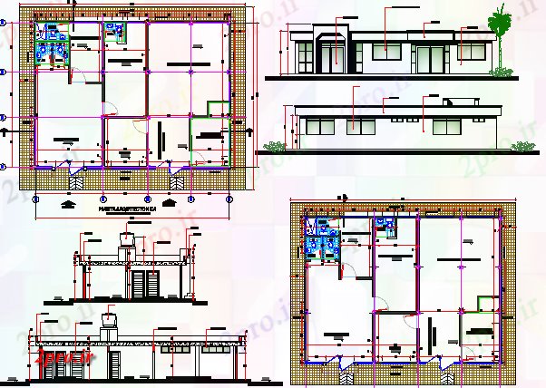 دانلود نقشه ساختمان اداری - تجاری - صنعتی  چند طبقه ساختمان شرکت معماری پروژه های  (کد64700)