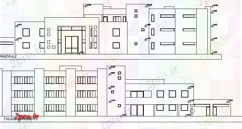 دانلود نقشه دانشگاه ، آموزشکده ، مدرسه ، هنرستان ، خوابگاه - چند کف سازی مدرسه معماری طراحی و نمای 26 در 36 متر (کد64712)