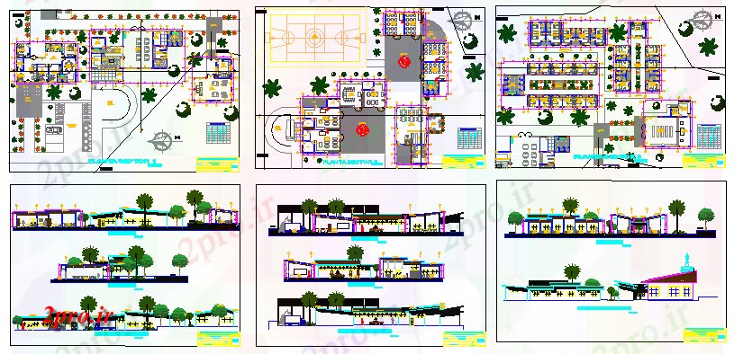دانلود نقشه هایپر مارکت - مرکز خرید - فروشگاه چند طبقه مرکز خرید معماری پروژه های 37 در 46 متر (کد64749)