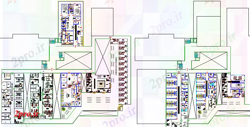 دانلود نقشه بیمارستان - درمانگاه - کلینیک طرحی طبقه از چند طبقه شخصی پروژه بیمارستان 87 در 137 متر (کد64760)