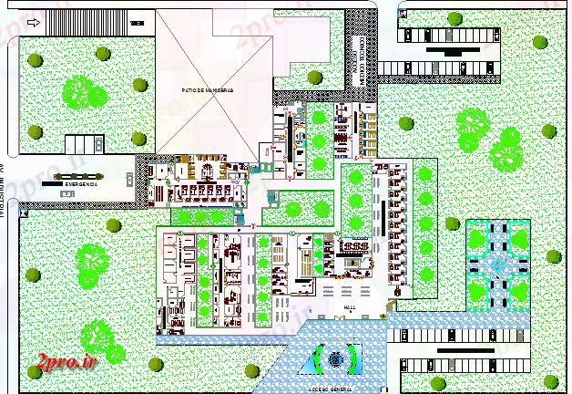 دانلود نقشه بیمارستان -  درمانگاه -  کلینیک طرحی سایت و محوطه سازی از  های چند طبقه بیمارستان خصوصی  (کد64761)