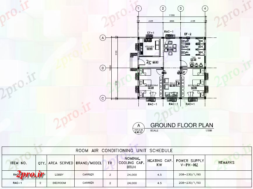 دانلود نقشه مسکونی  ، ویلایی ، آپارتمان  طرحی طبقه همکف محل اقامت (کد64776)