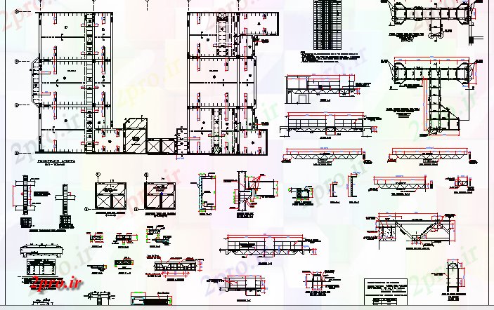 دانلود نقشه ساختمان مرتفعراه پله و ساخت و ساز جزئیات ظهور آپارتمان ساختمان بالا 17 در 38 متر (کد64780)